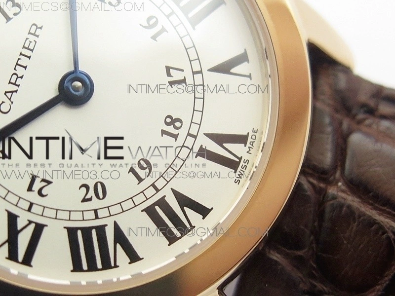 Ronde Solo de Cartier 29.5mm RG K11 1:1 Best Edition White Dial on Brown Croco Leather Strap Ronda Quartz
